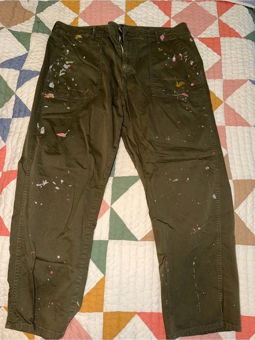 Women’s Olive Green Painter Utility Pants - Casual Workwear Size 18